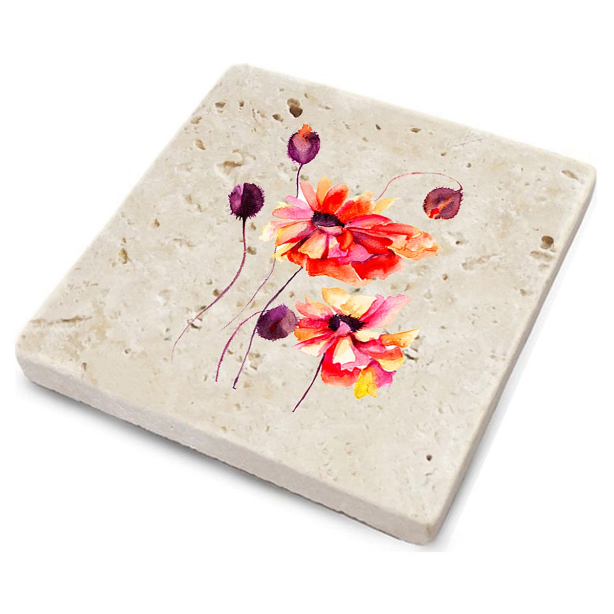 Tapete de vidro – 10 x 10 x 1 cm – Multicolorido – Pedra 100% natural