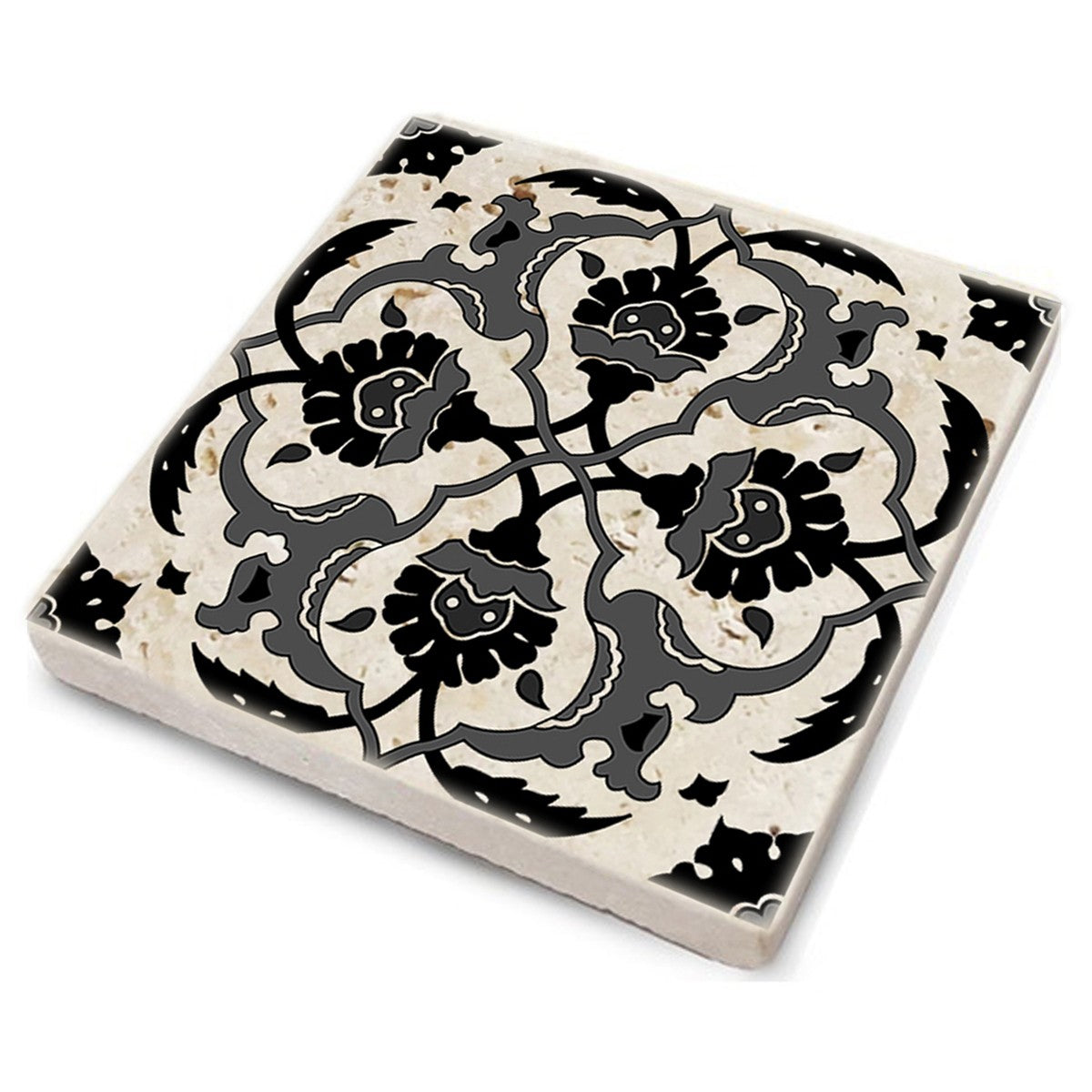 Tapete de Vidro em Pedra Natural – 10 x 10 x 1 cm – Multicolorido – Pedra Natural