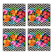 Tapete de vidro – 10 x 10 x 1 cm – multicolorido – pedra 100% natural