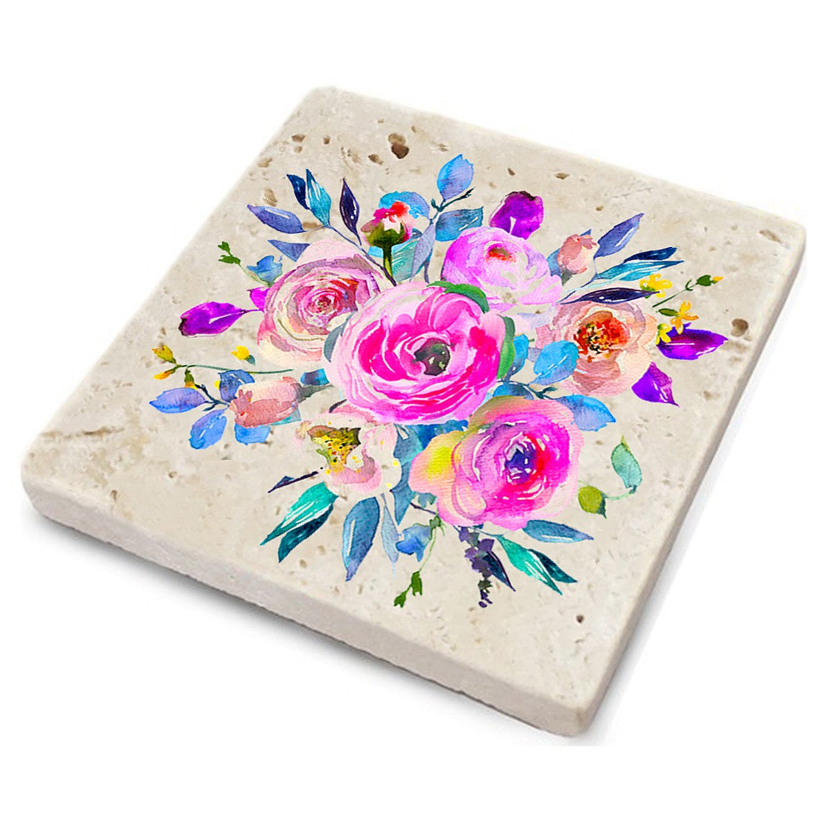 Tapete de vidro em pedra natural – 10 x 10 x 1 cm – Multicolorido