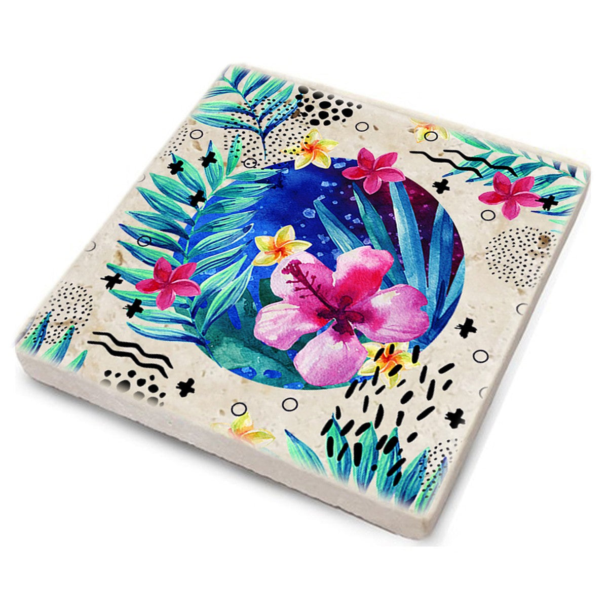 Tapete de vidro – 10 x 10 x 1 cm – Multicolorido – Pedra 100% natural