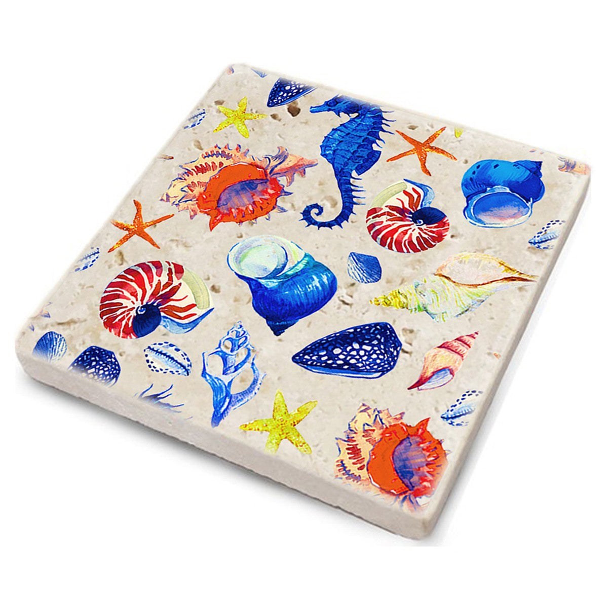 Tapete de vidro – 10 x 10 x 1 cm – Multicolorido – Pedra natural