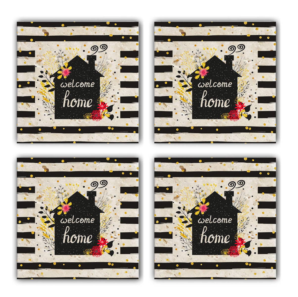 Tapete de vidro – 10 x 10 x 1 cm – Multicolorido – pedra natural