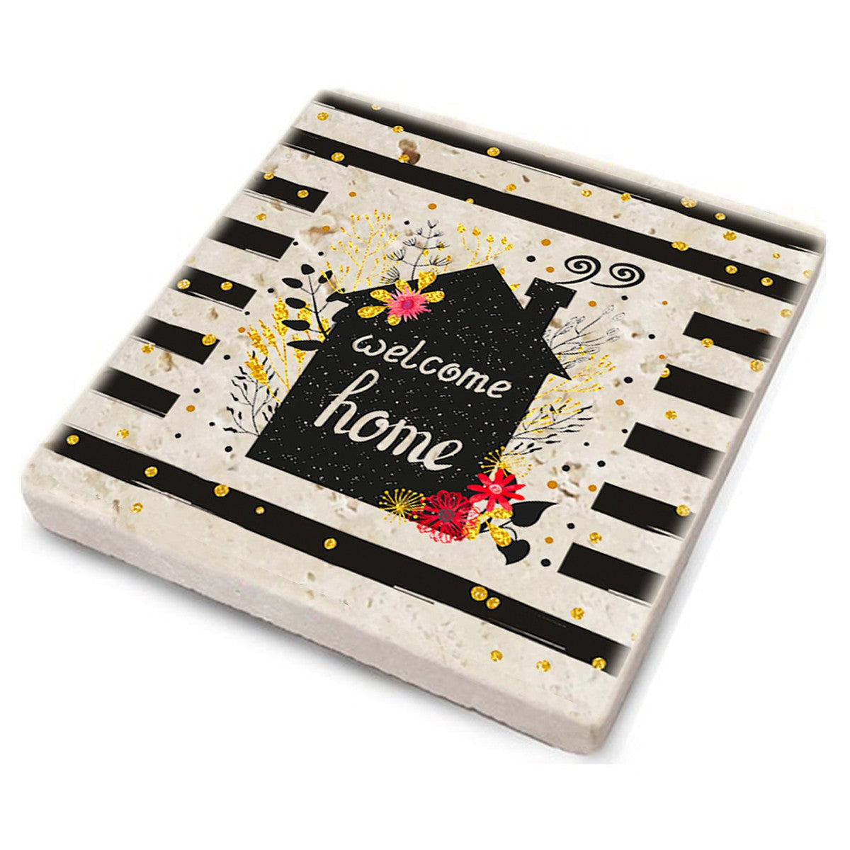 Tapete de vidro – 10 x 10 x 1 cm – Multicolorido – pedra natural