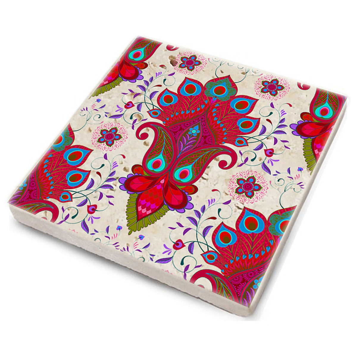 Tapete de vidro em pedra 100% natural – 10 x 10 x 1 cm – Multicolorido