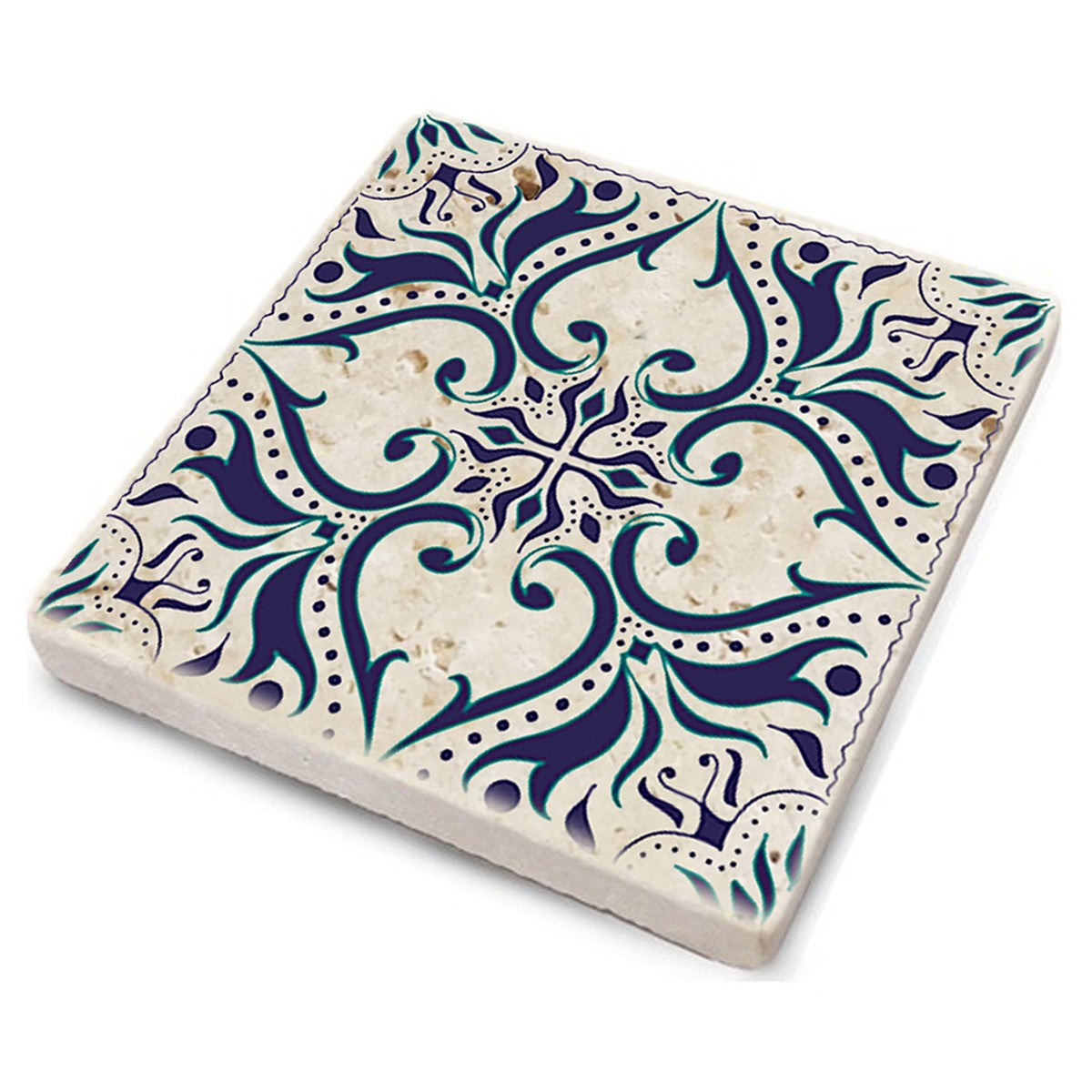 Tapete de vidro em pedra natural – 10 x 10 x 1 cm – Multicolorido