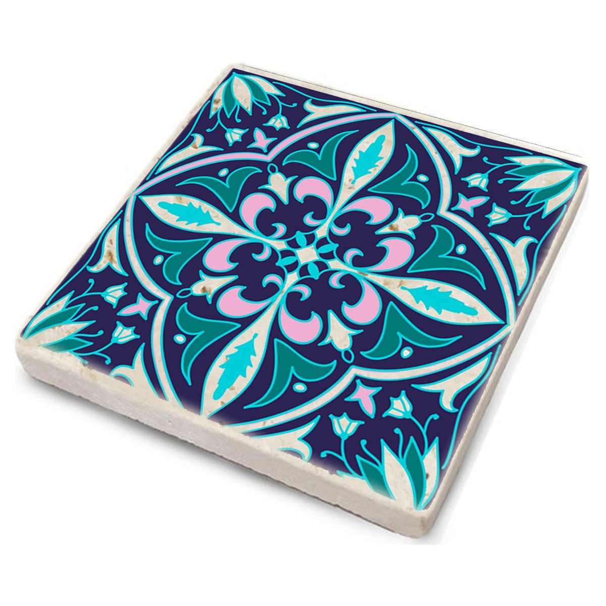 Tapete de vidro – 10 x 10 x 1 cm – Multicolorido – Pedra natural