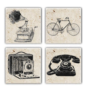 Tapete de vidro (4 peças) – 10 x 10 x 1 cm – Multicolorido – Pedra natural