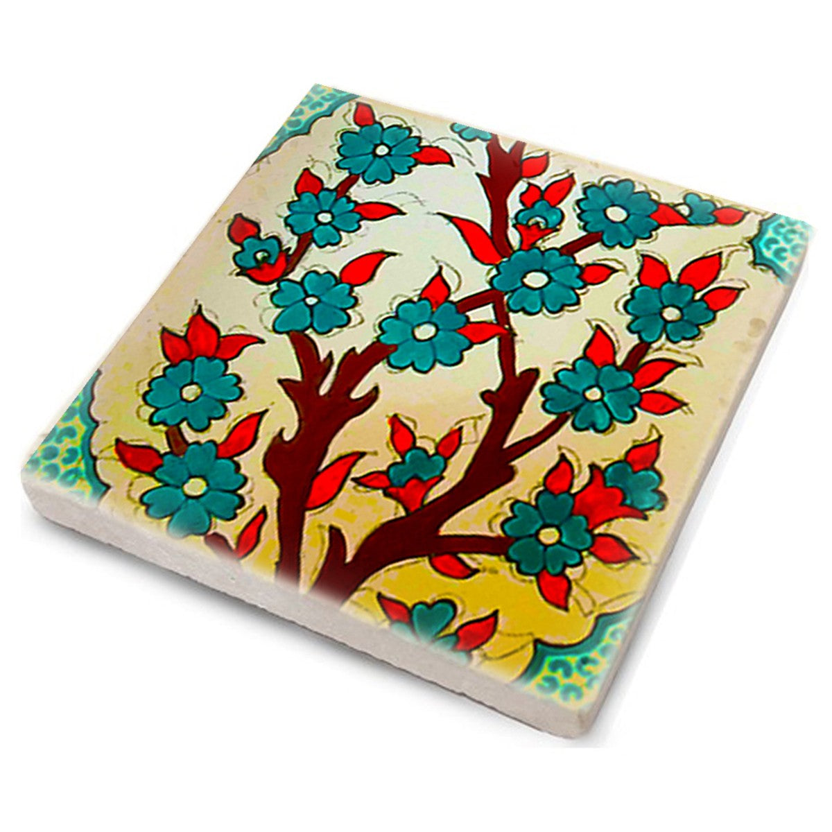 Tapete de vidro (4 peças) – 10 x 10 x 1 cm – Multicolorido – Pedra 100% natural