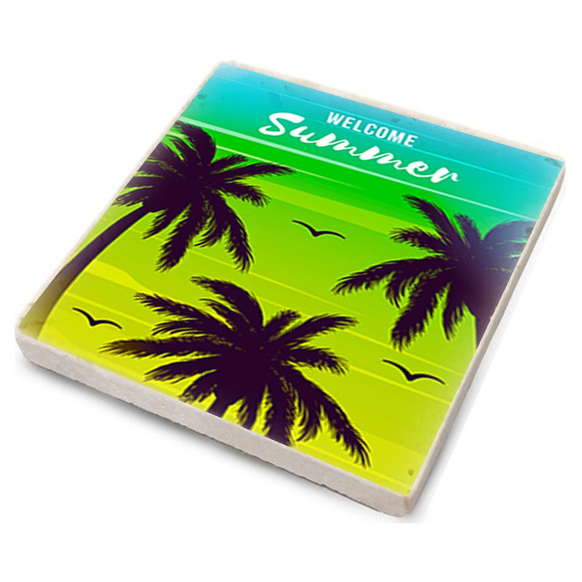 Tapete de vidro (4 peças) – 10 x 10 x 1 cm – Multicolorido – Pedra natural