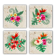 Tapete de vidro (4 peças) – 10 x 10 x 1 cm – Multicolorido – Pedra 100% natural