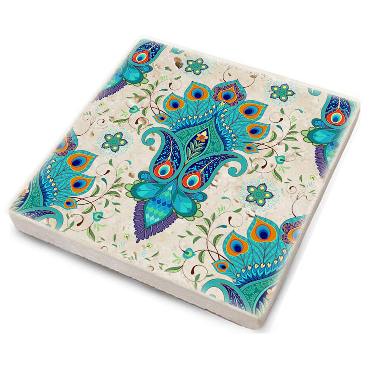 Tapete de vidro em pedra natural – 10 x 10 x 1 cm – multicolorido