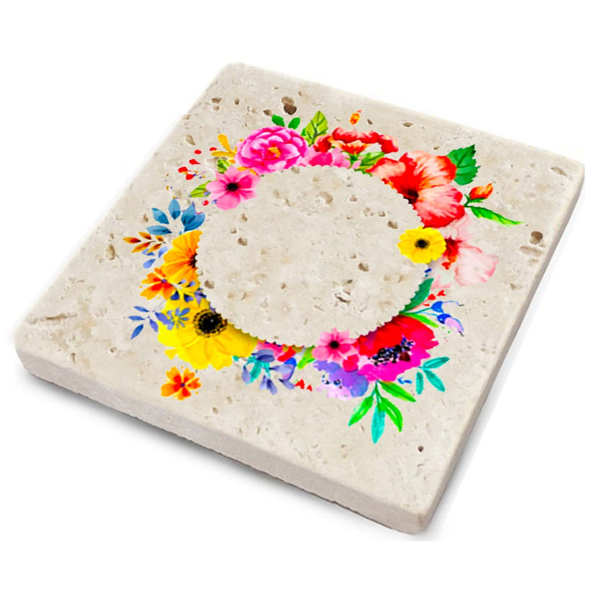 Tapete de vidro em pedra natural – 10 x 10 x 1 cm – Multicolorido