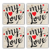 Tapete de vidro (4 peças) – 10 x 10 x 1 cm – Multicolorido – Pedra natural