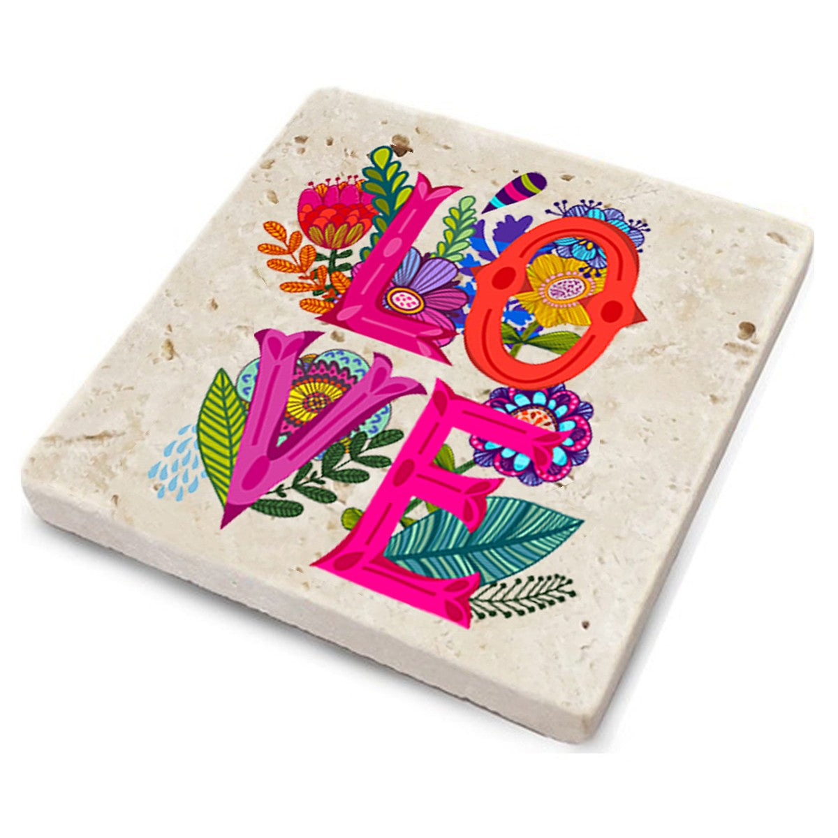 Tapete de vidro - 10 x 10 x 1 cm - Multicolorido - Pedra 100% natural