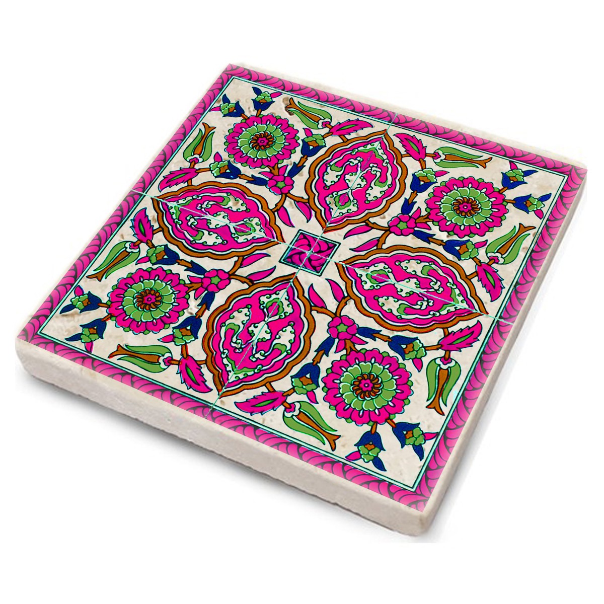 Tapete de vidro em pedra natural – 10 x 10 x 1 cm – Multicolorido