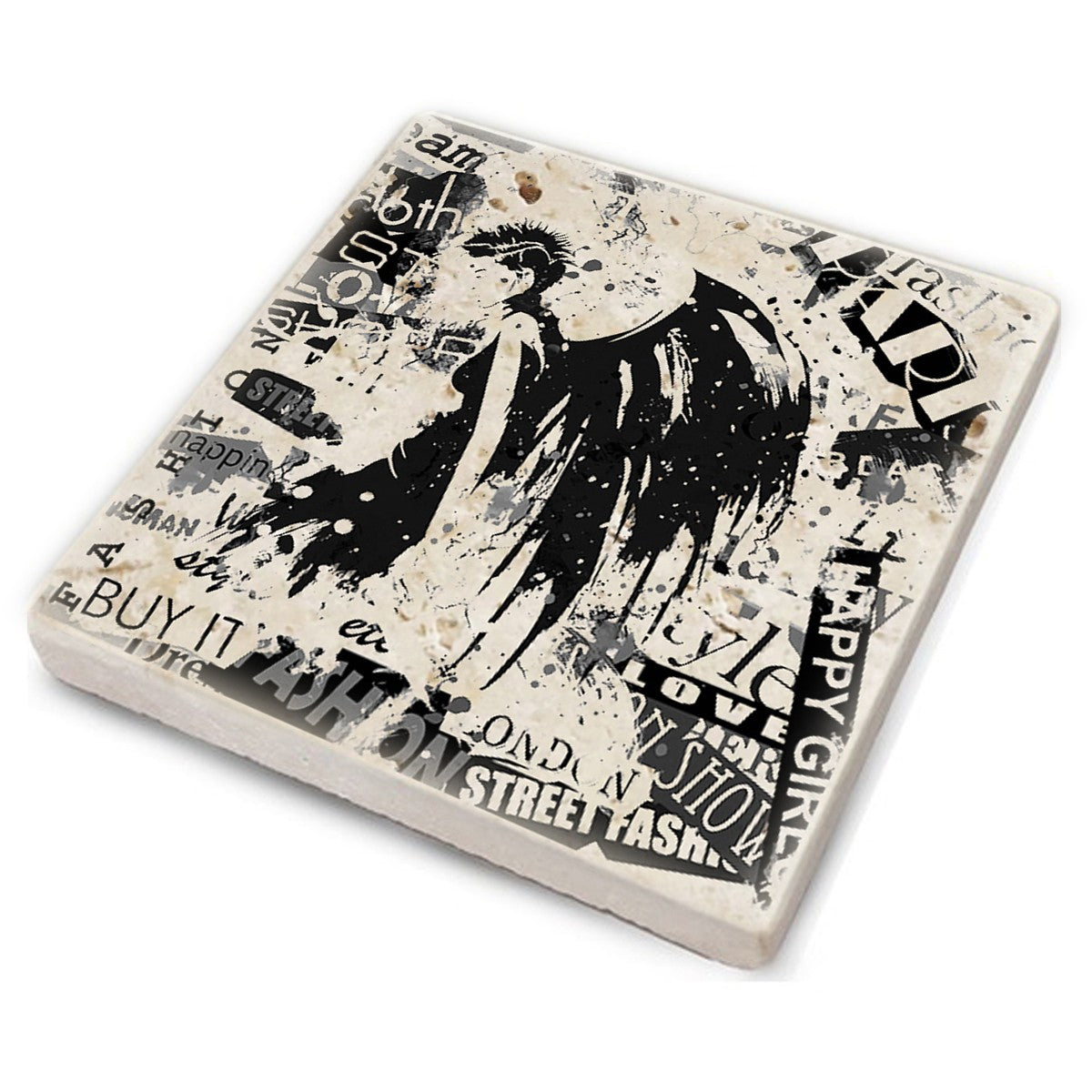 Tapete de vidro – 10 x 10 x 1 cm – Multicolorido – Pedra natural