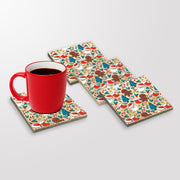 Tapete de vidro (4 peças) – 10 x 10 x 1 cm – Multicolorido – Pedra 100% natural