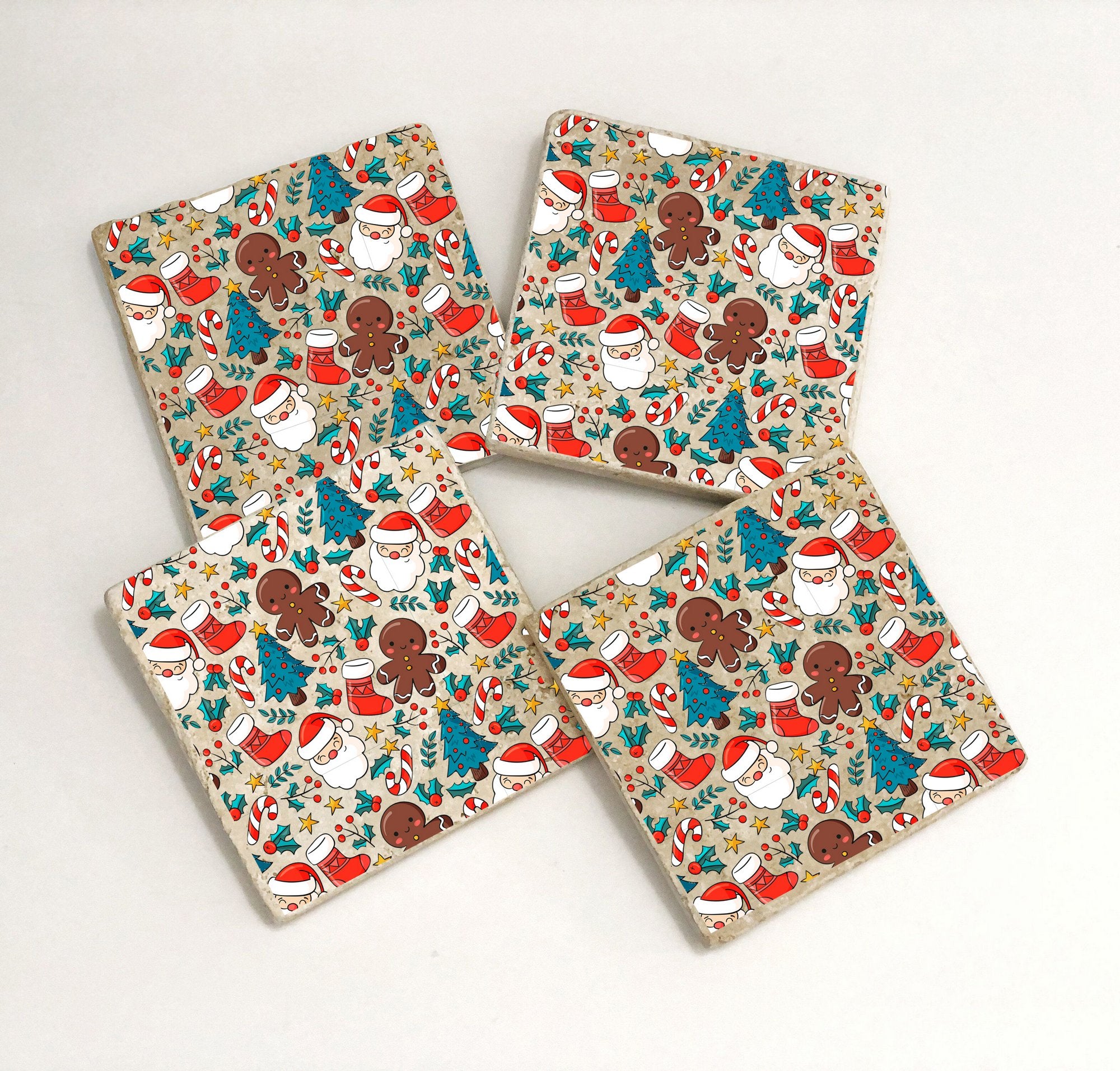 Tapete de vidro (4 peças) – 10 x 10 x 1 cm – Multicolorido – Pedra 100% natural