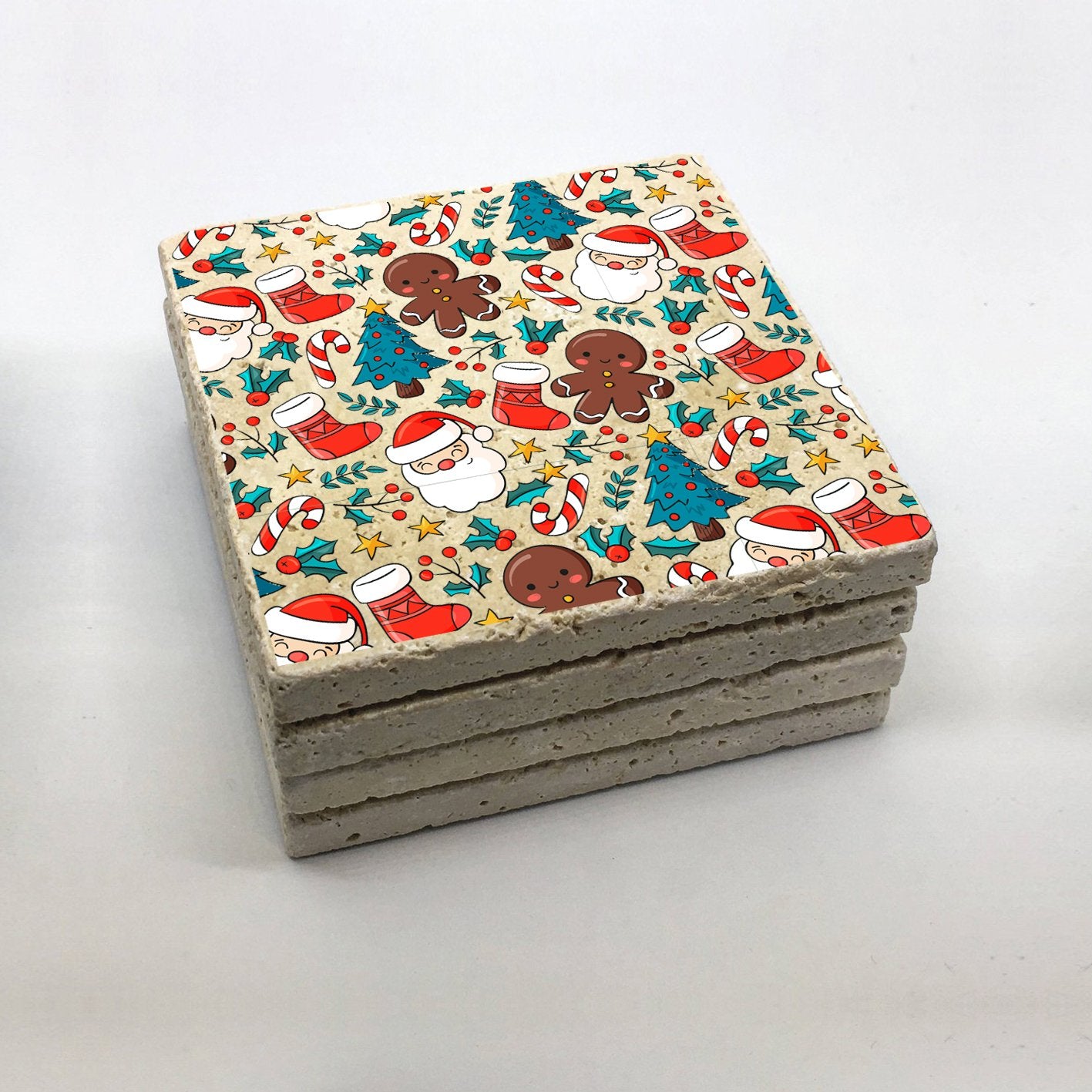 Tapete de vidro (4 peças) – 10 x 10 x 1 cm – Multicolorido – Pedra 100% natural