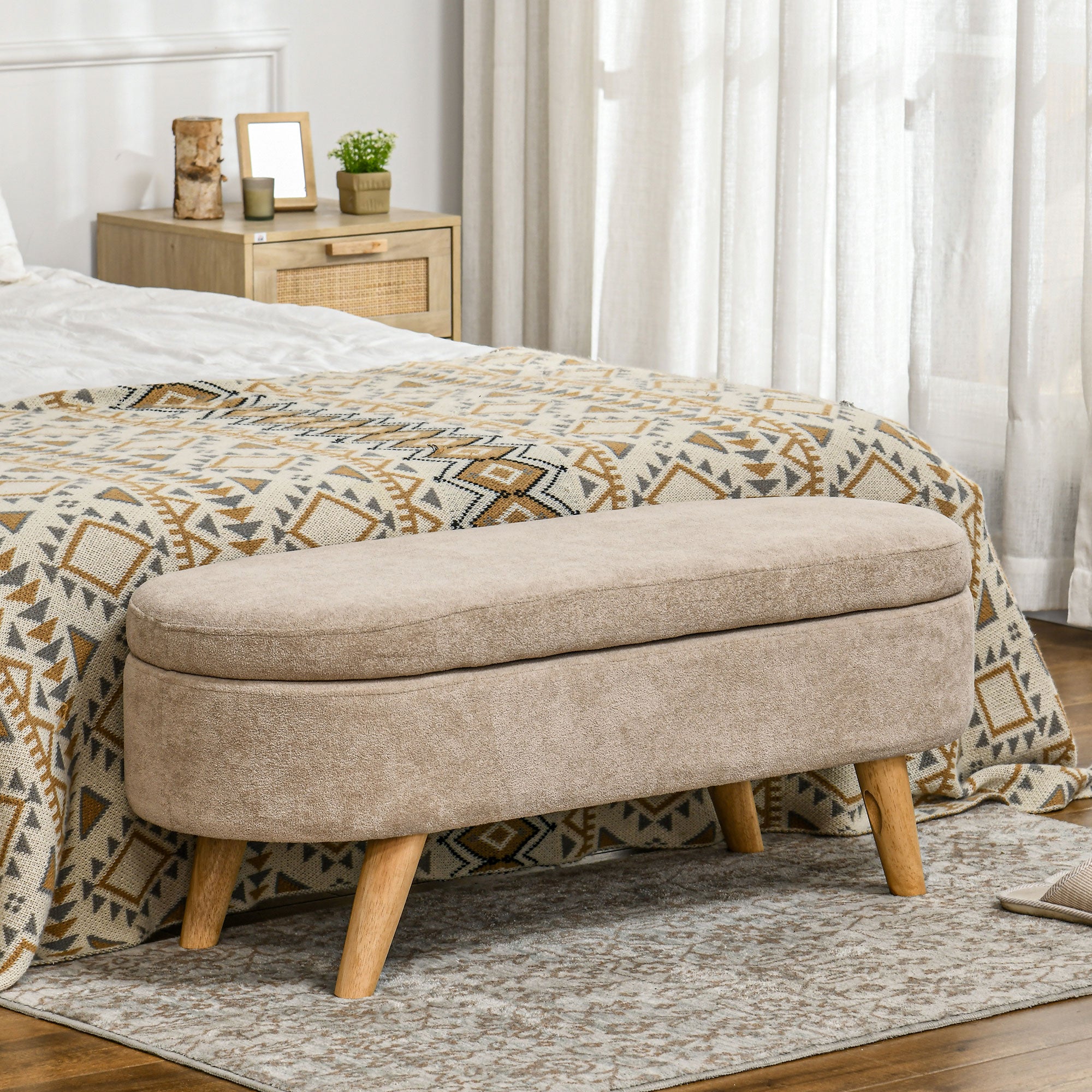 Banco de Armazenamento com Assento Acolchoado 110x40x43 cm - Bege
