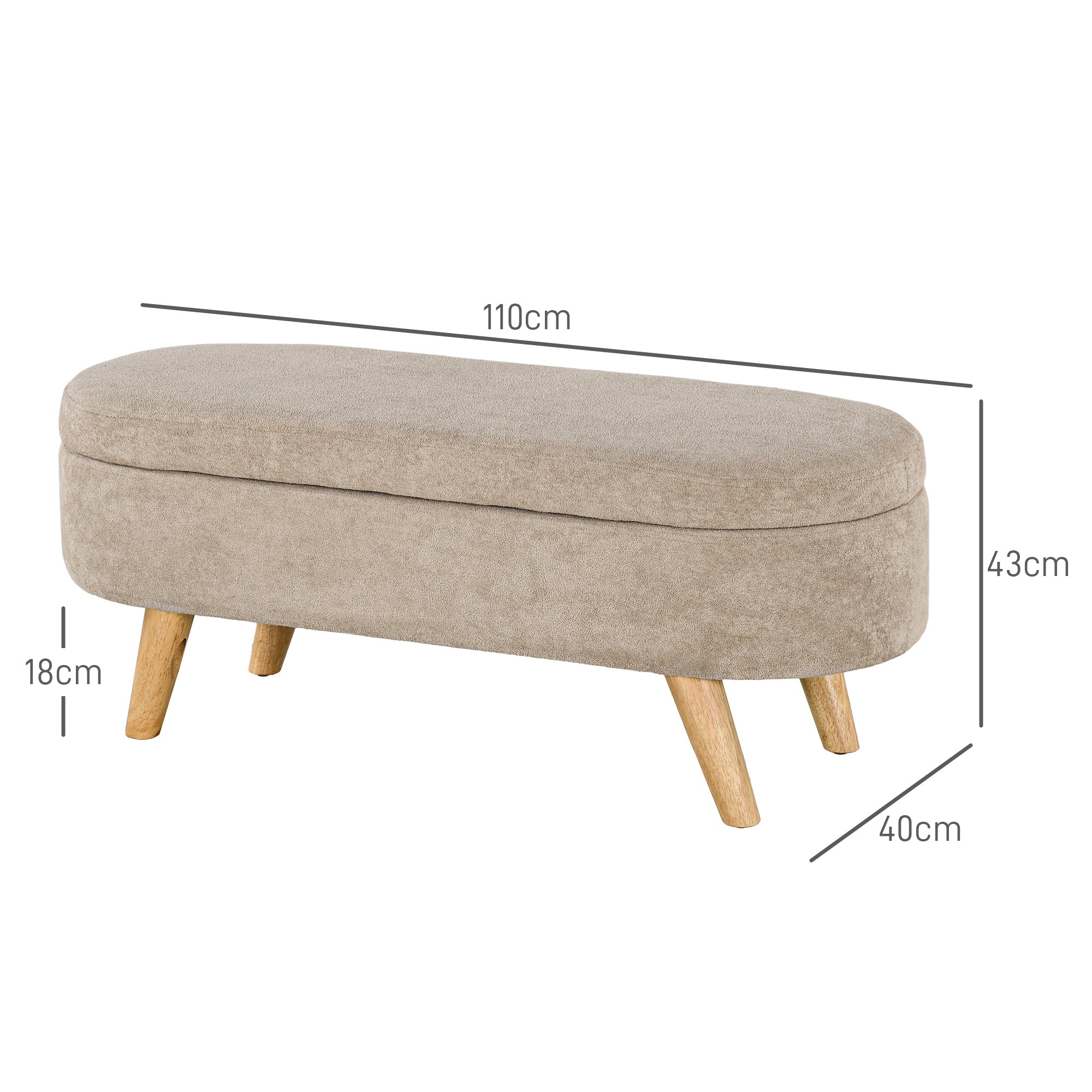 Banco de Armazenamento com Assento Acolchoado 110x40x43 cm - Bege