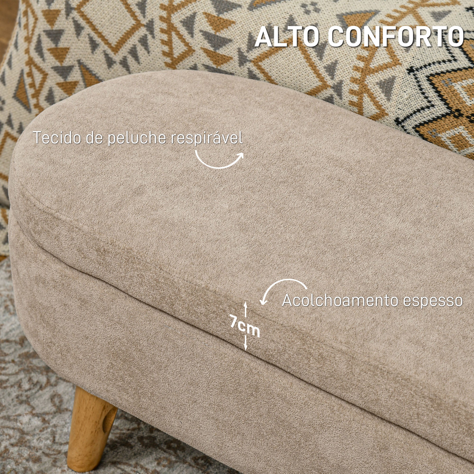 Banco de Armazenamento com Assento Acolchoado 110x40x43 cm - Bege