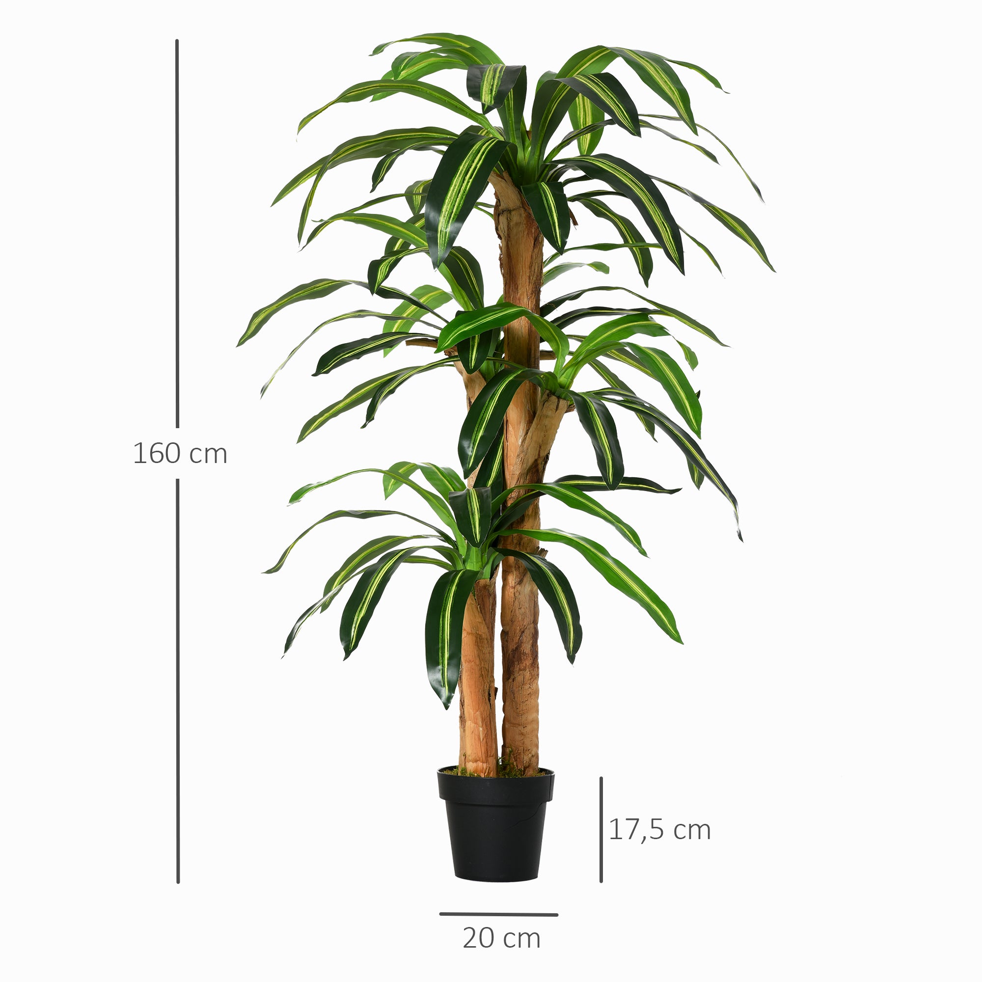 Planta Artificial Decorativa Dracaena Ø20x160 cm - Verde