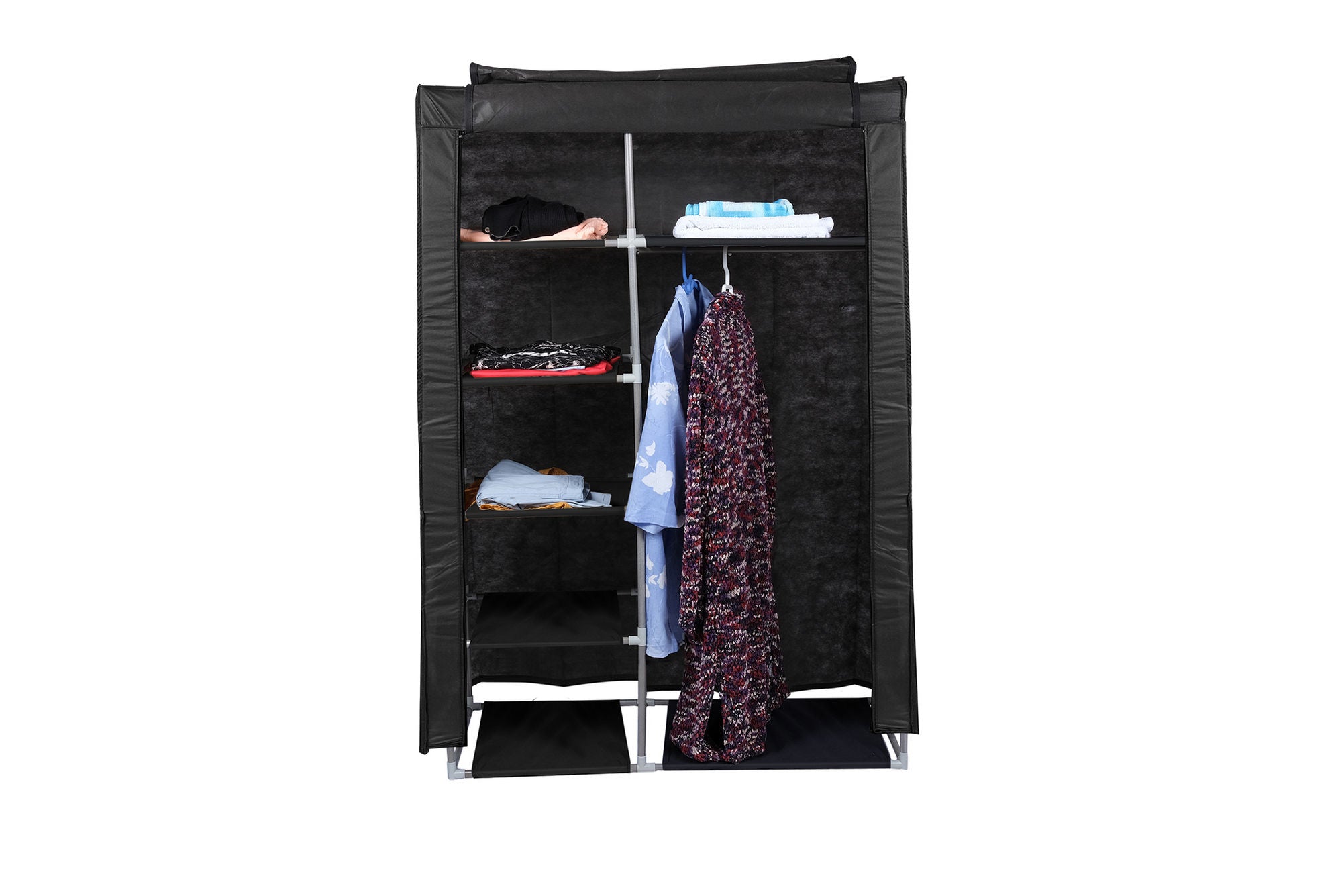 Guarda-roupa moderno – 102 cm x 146 cm x 45 cm – Preto – Metal