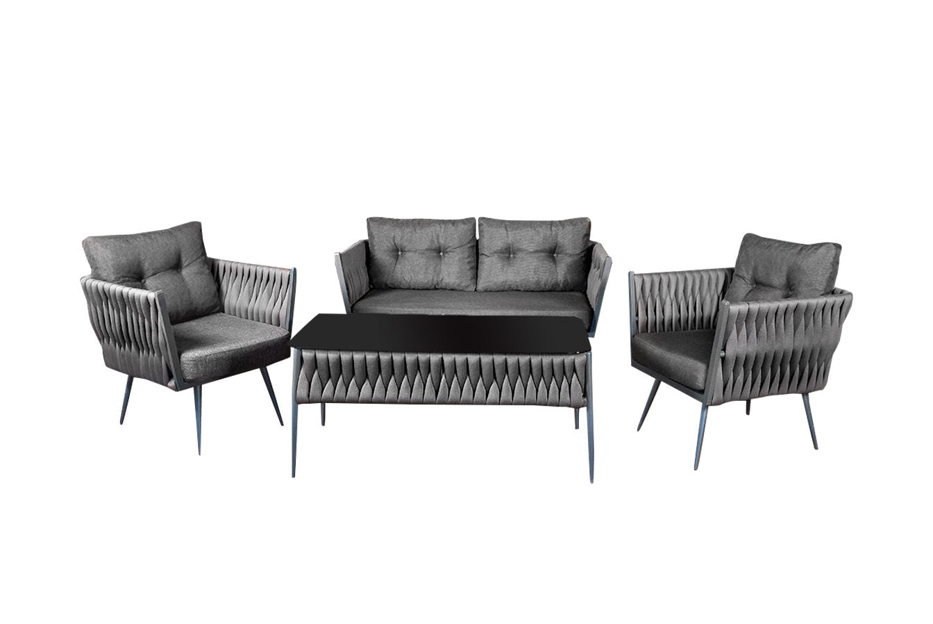 Conjunto Jardim Violet Grey - Sofás + Mesa Centro (1+1+2+S)