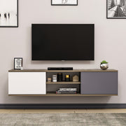 Móvel de TV – 160 cm x 33,2 cm x 32 cm – Antracite, Nogueira, Branco – Melamina