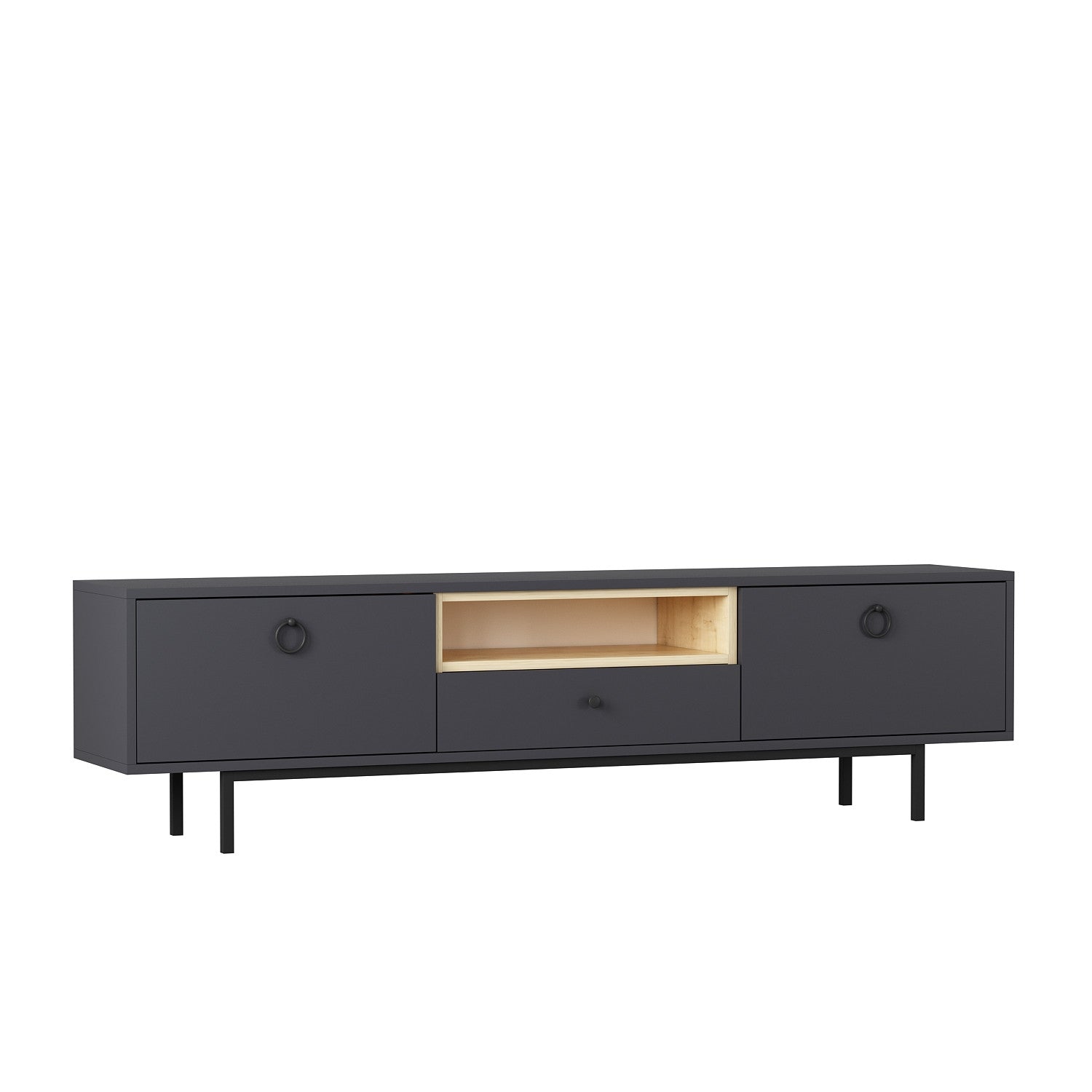 Móvel de TV – 180cm – Antracite – Painel de partículas revestido a melamina