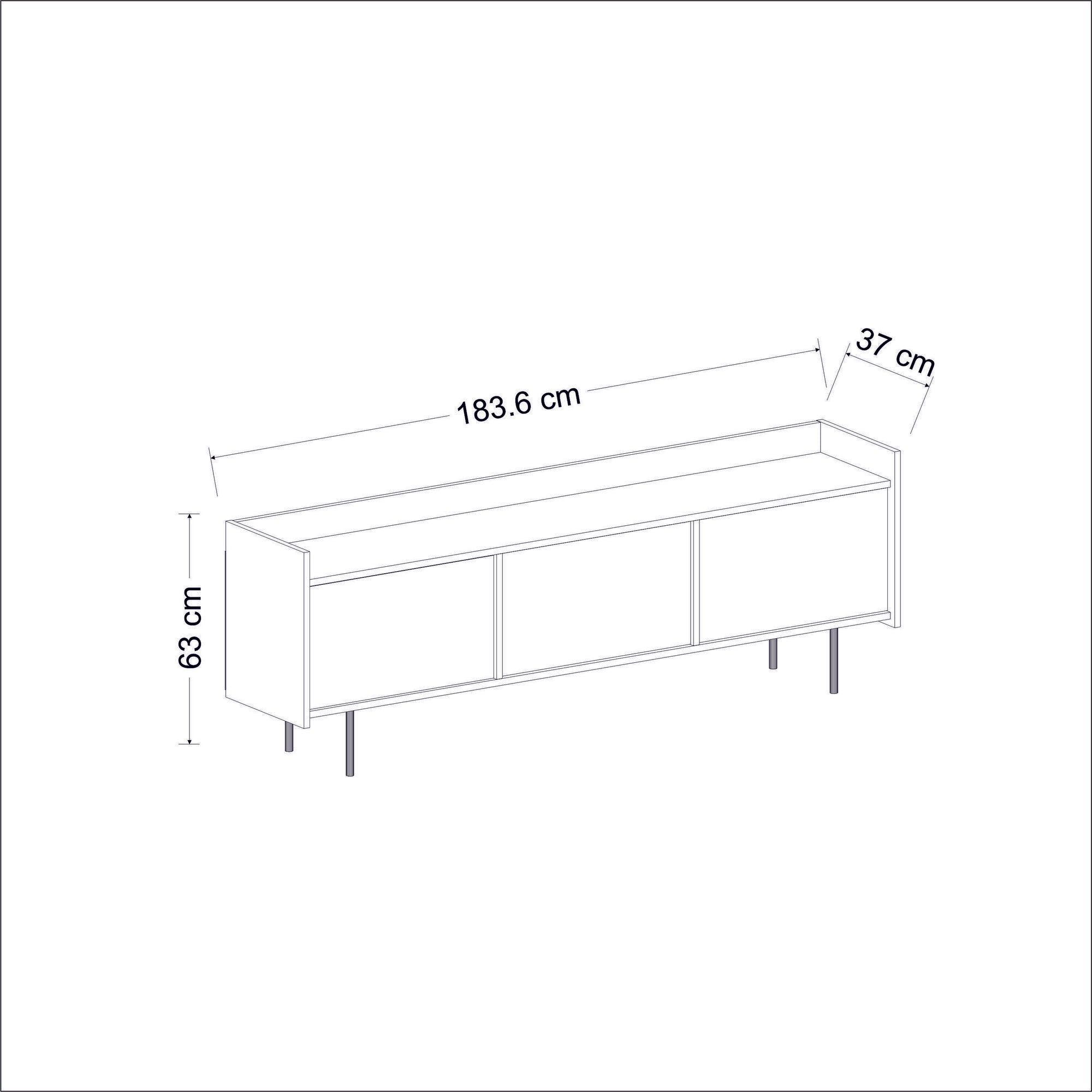 Móvel de TV – 183.6x63x37 cm – Branco – Painel de partículas revestido a melamina
