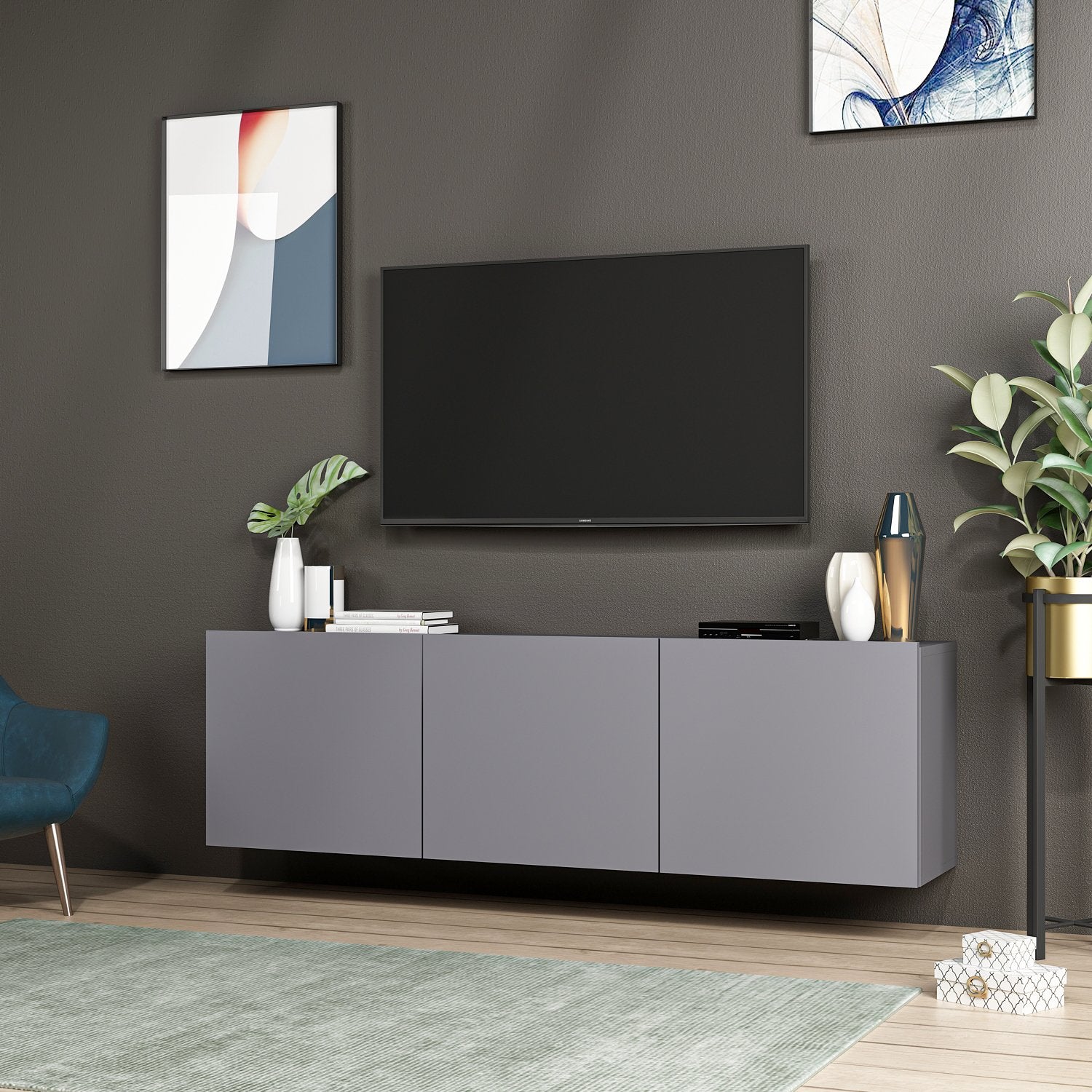 Móvel de TV – 150cm x 44cm x 31cm – Antracite – Melamina