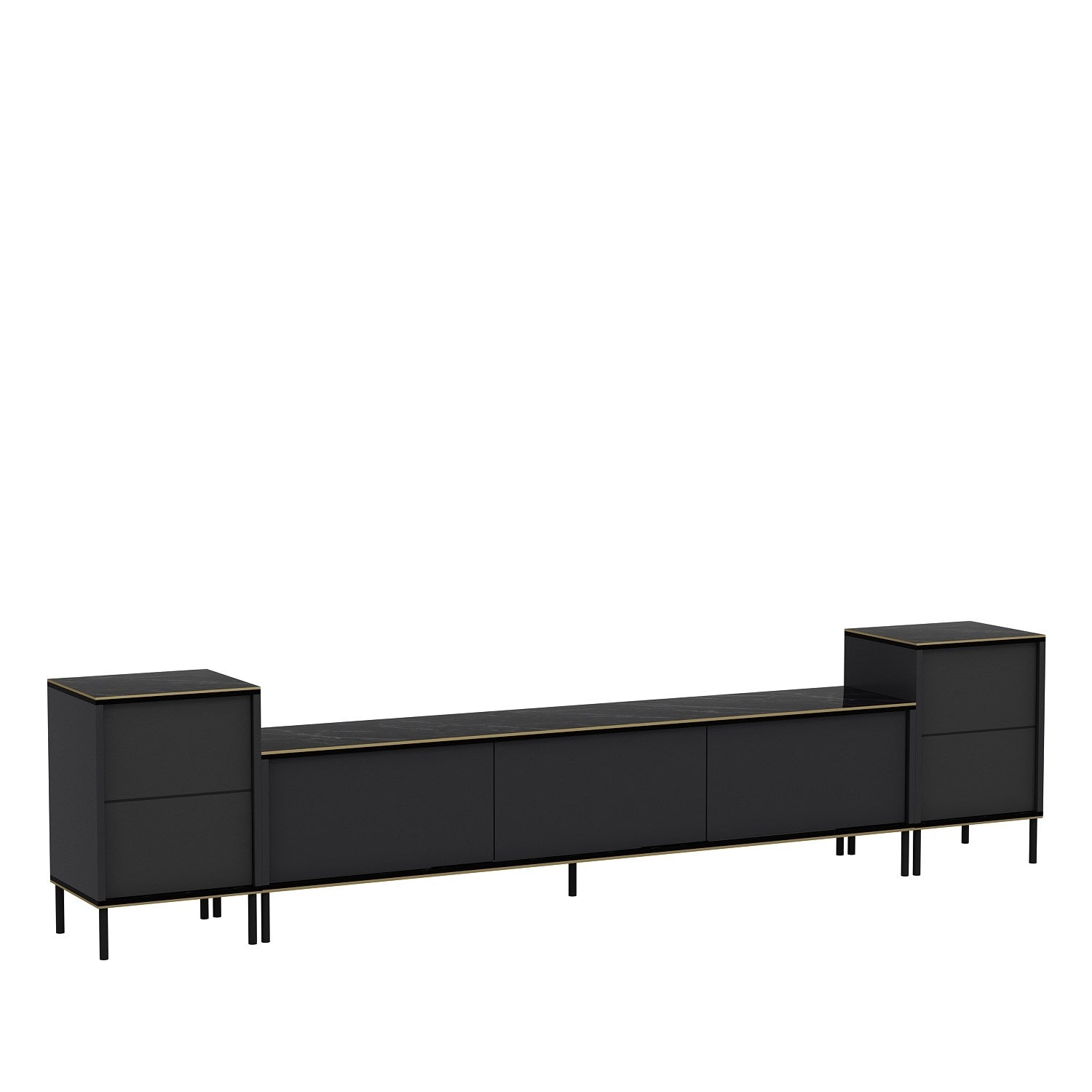 Móvel de TV elegante em antracite, 180 cm de largura, 45,2 cm de altura, 35 cm de profundidade | 100% revestido em melamina, 18 mm de espessura | Montável na parede com várias prateleiras