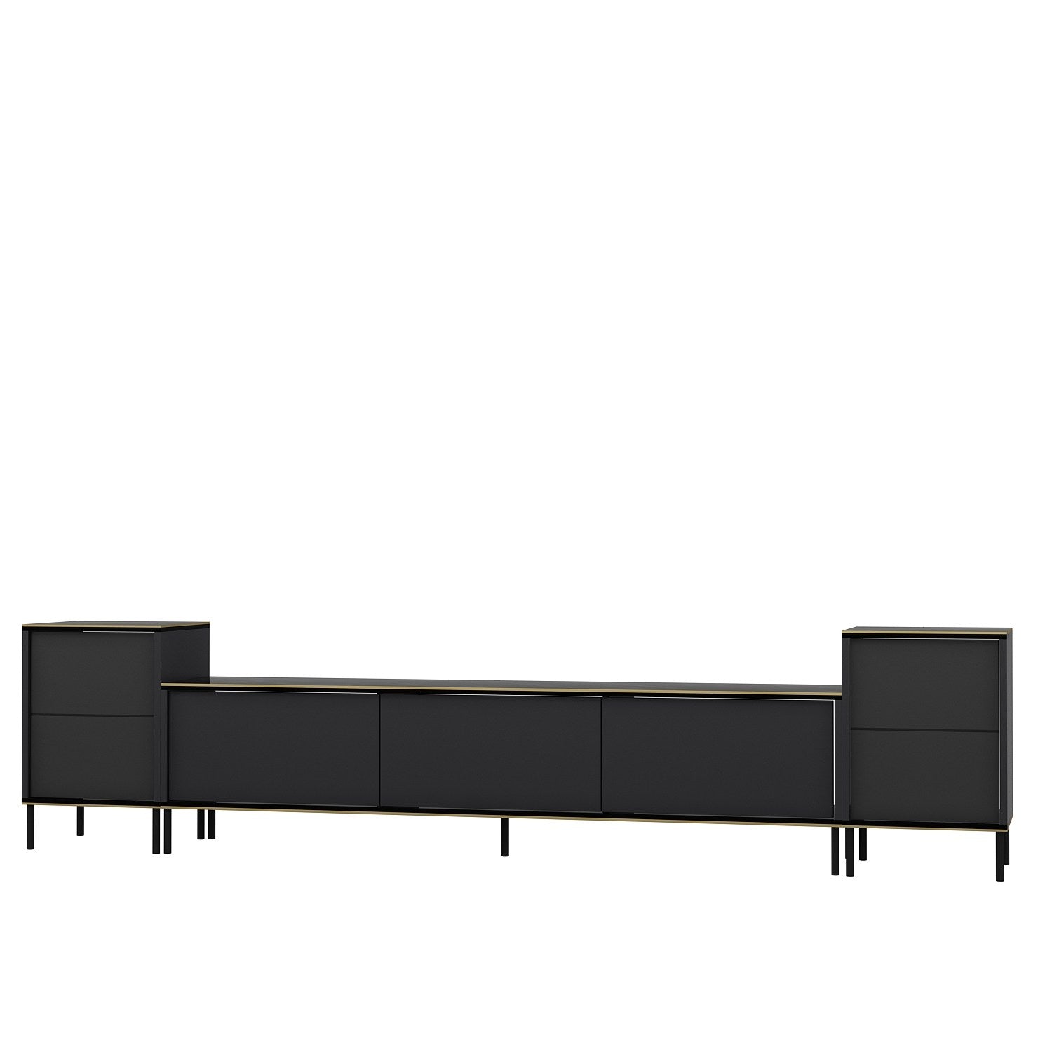 Móvel de TV elegante em antracite, 180 cm de largura, 45,2 cm de altura, 35 cm de profundidade | 100% revestido em melamina, 18 mm de espessura | Montável na parede com várias prateleiras
