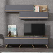 Móvel de TV – 180 cm x 42 cm x 35 cm – Antracite e Nogueira – Painéis de partículas revestidos a melamina