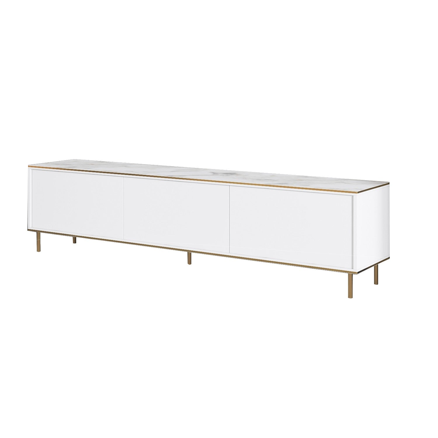 Móvel de TV – 180 cm x 45,2 cm x 35 cm – Mármore branco e dourado – Melamina