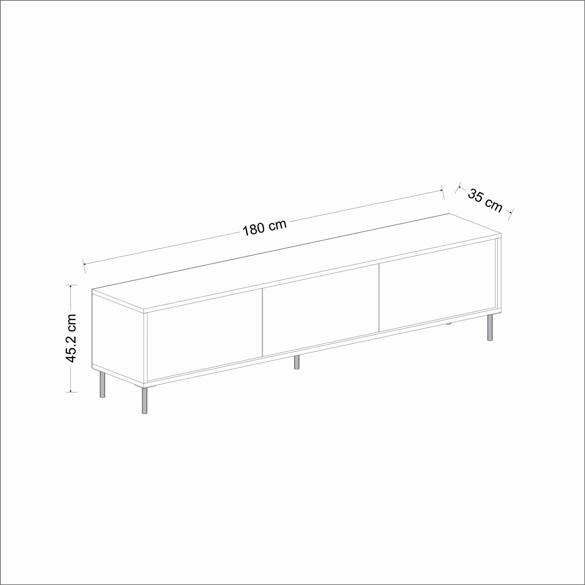 Móvel de TV – 180 cm x 45,2 cm x 35 cm – Mármore branco e dourado – Melamina
