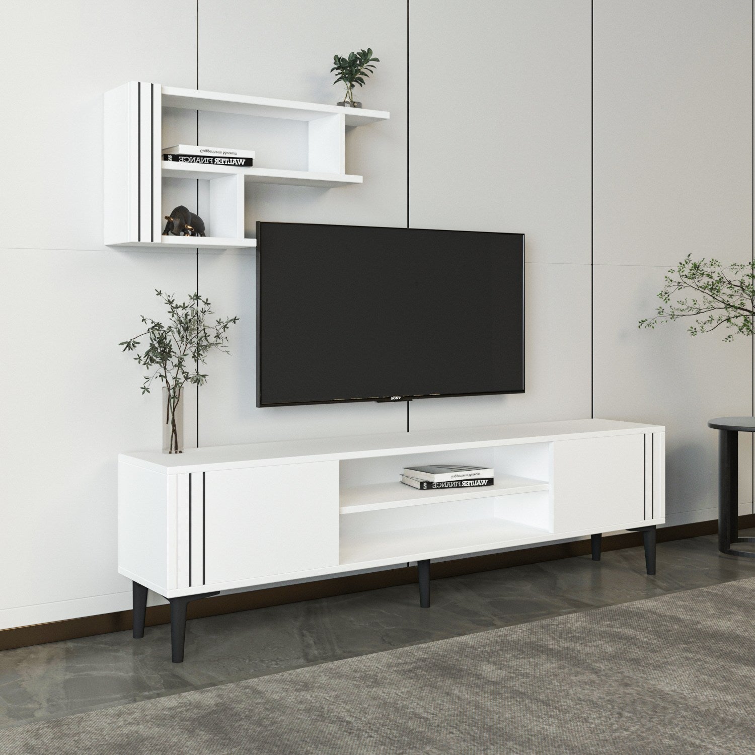 Móvel de TV – 140cm x 44.6cm x 29.6cm – Branco – Melamina