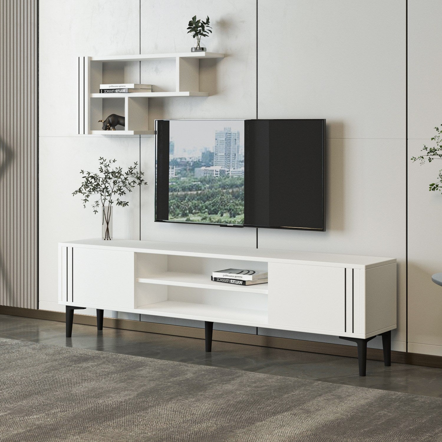 Móvel de TV – 140cm x 44.6cm x 29.6cm – Branco – Melamina