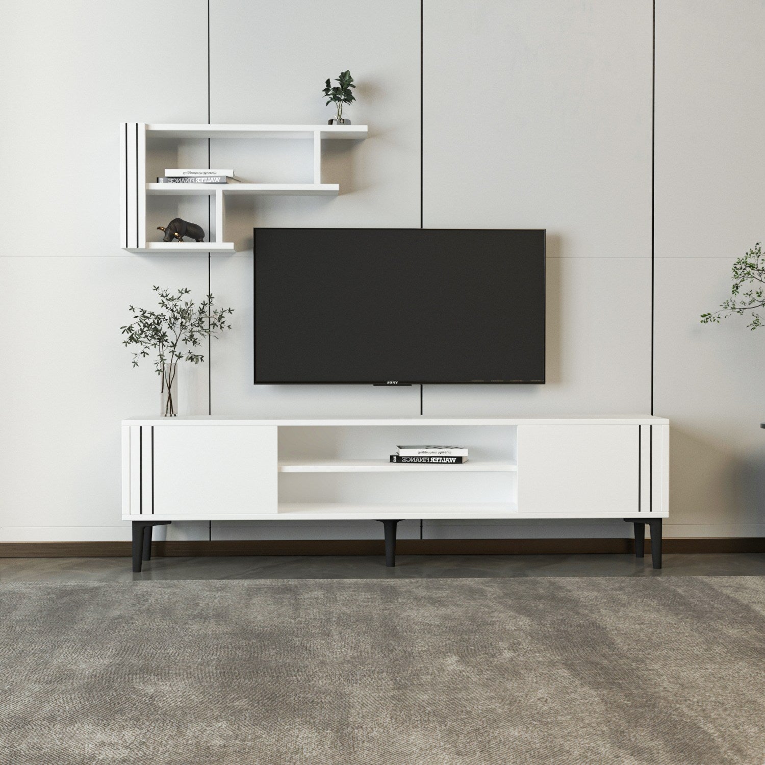 Móvel de TV – 140cm x 44.6cm x 29.6cm – Branco – Melamina
