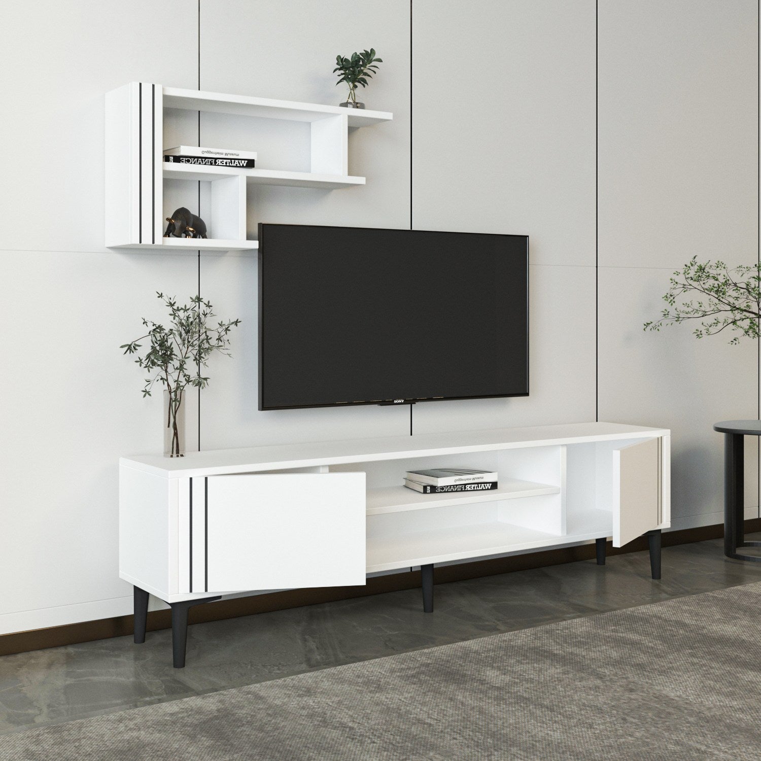 Móvel de TV – 140cm x 44.6cm x 29.6cm – Branco – Melamina