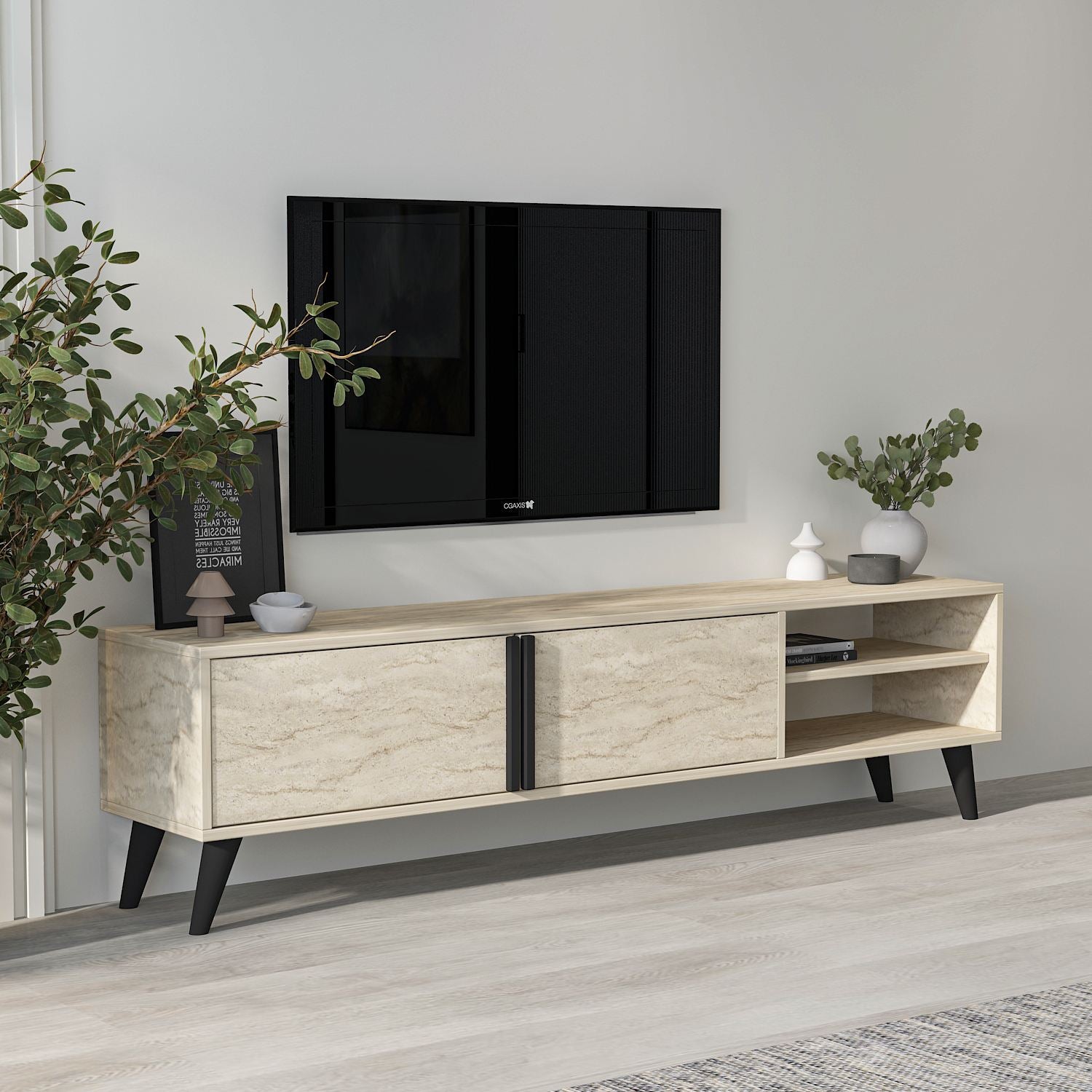 Móvel de TV – 160cm – Travertino – MDF