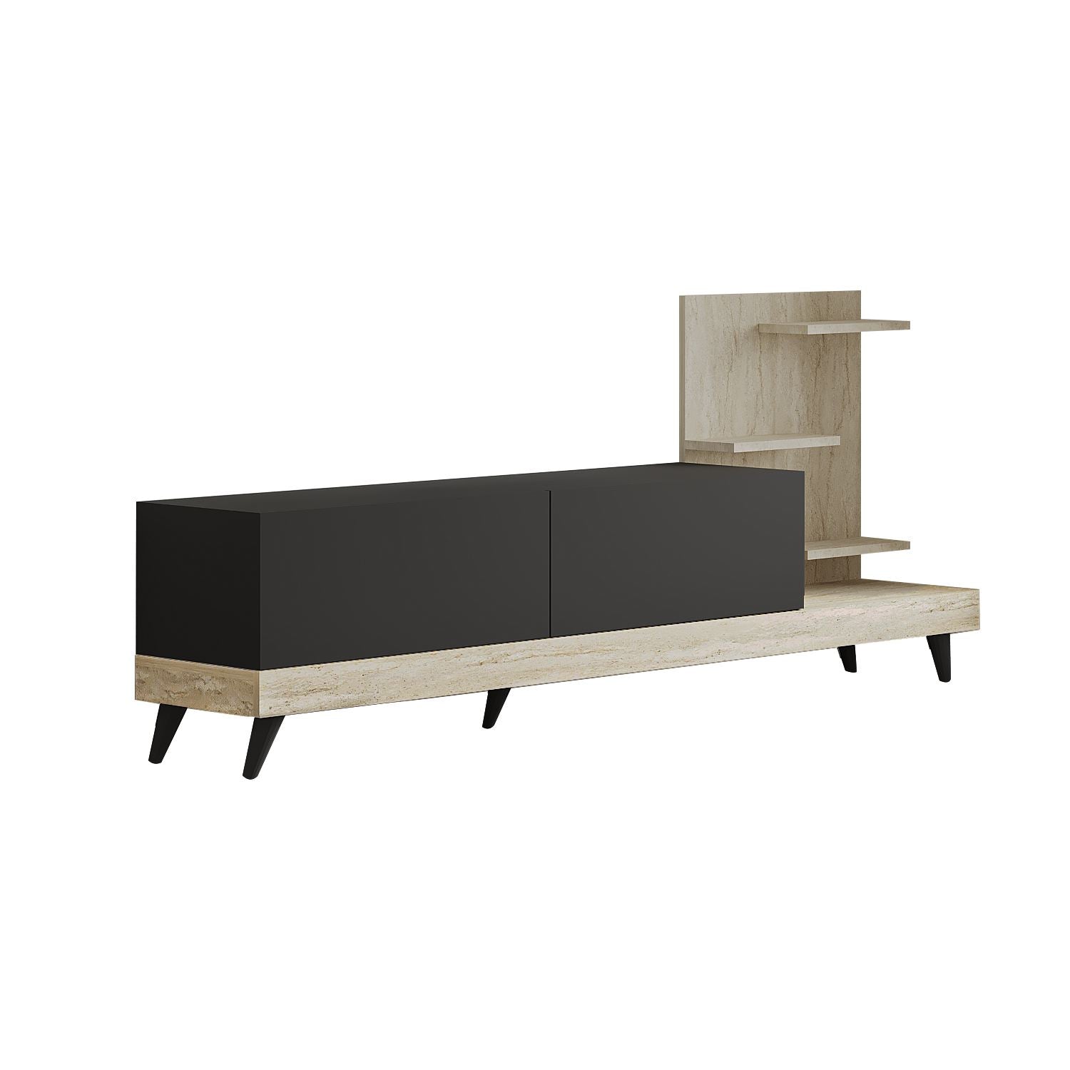 Móvel de TV – 180 cm x 82 cm – Antracite e Travertino – painel de partículas