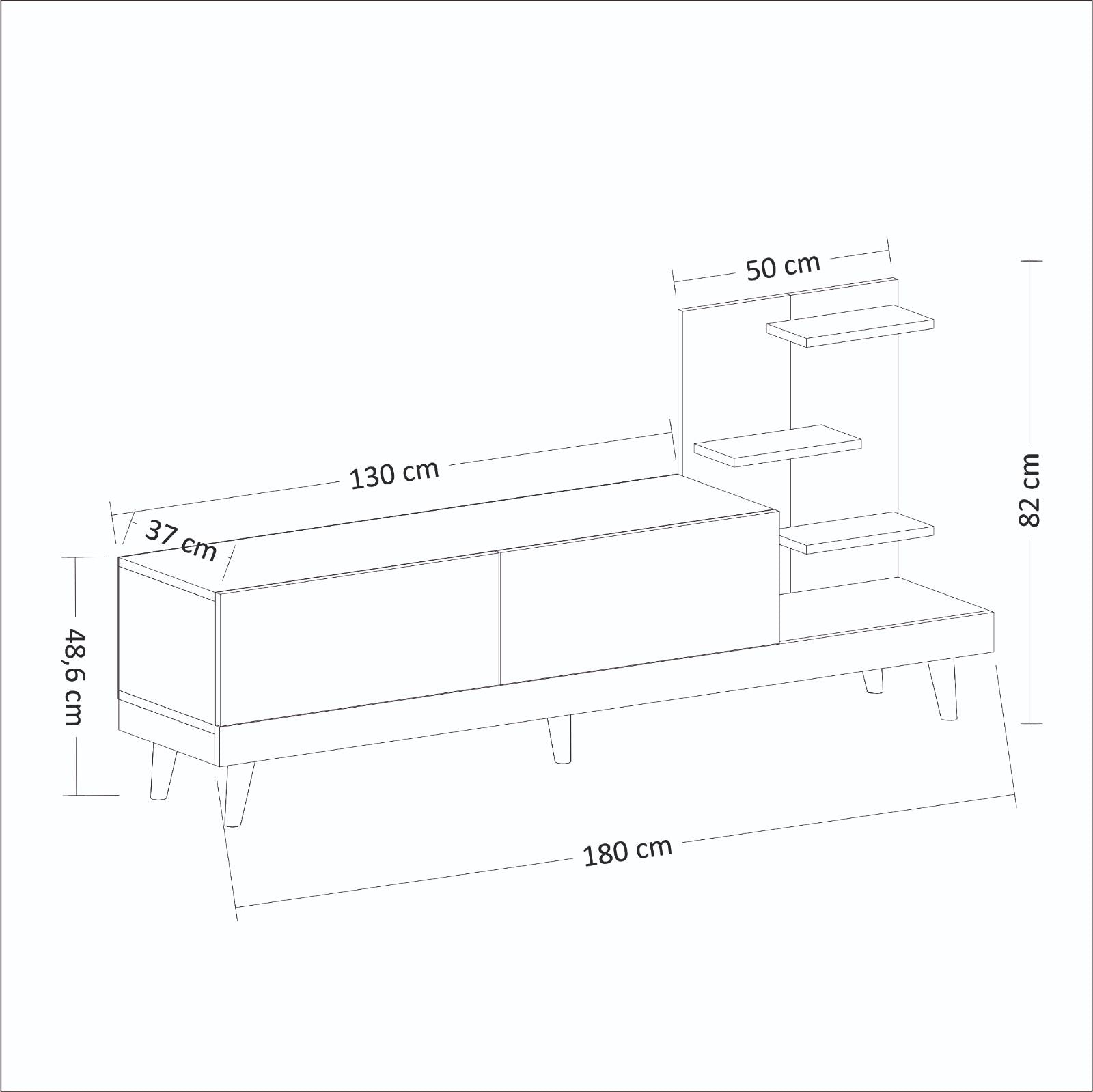 Móvel de TV – 180 cm x 82 cm – Antracite e Travertino – painel de partículas