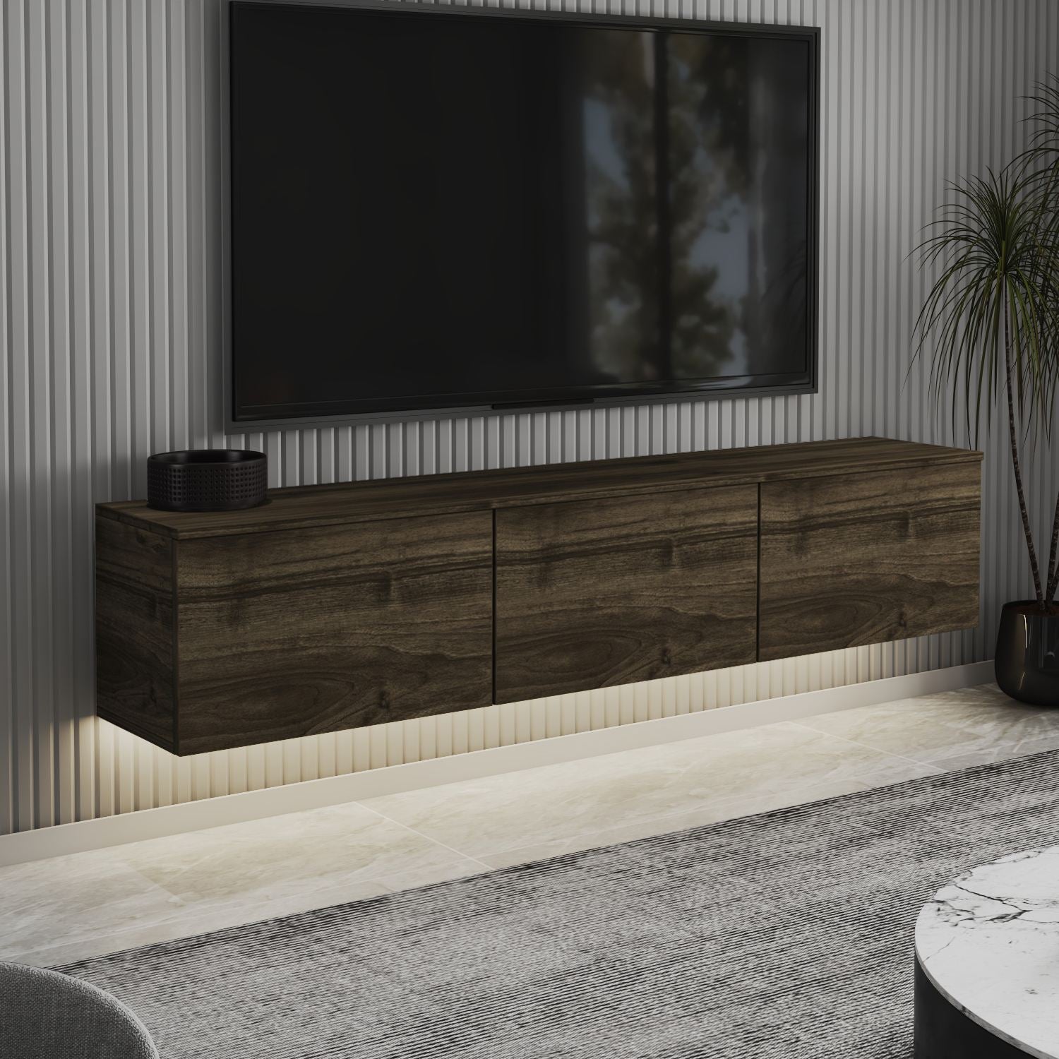 Móvel de TV – 160 cm x 35 cm x 32 cm – Nogueira – MDF