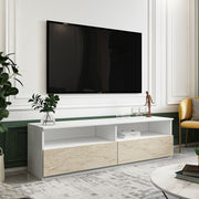 Móvel de TV – 144 cm x 49,8 cm – Branco e Travertino – MDF