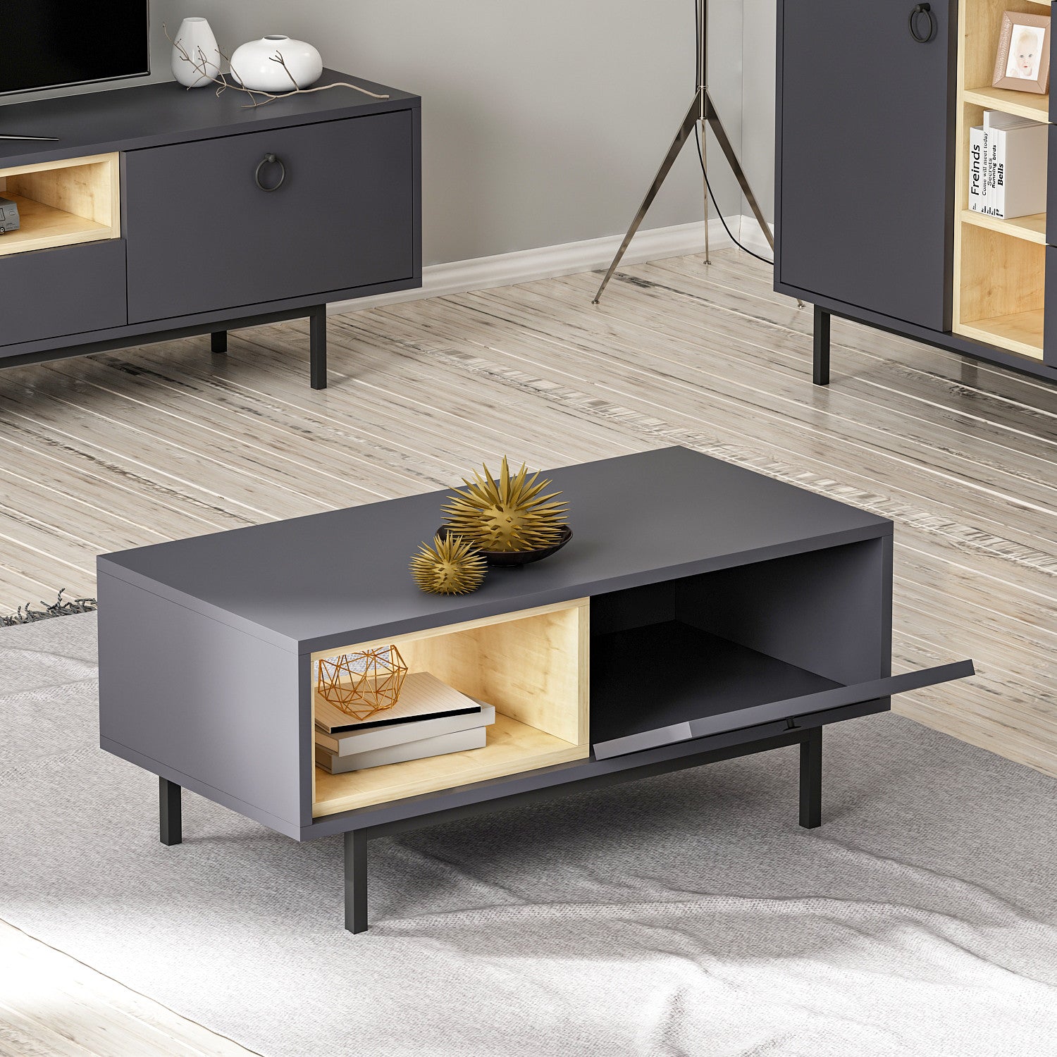 Mesa de Centro-Naturel-Antracite