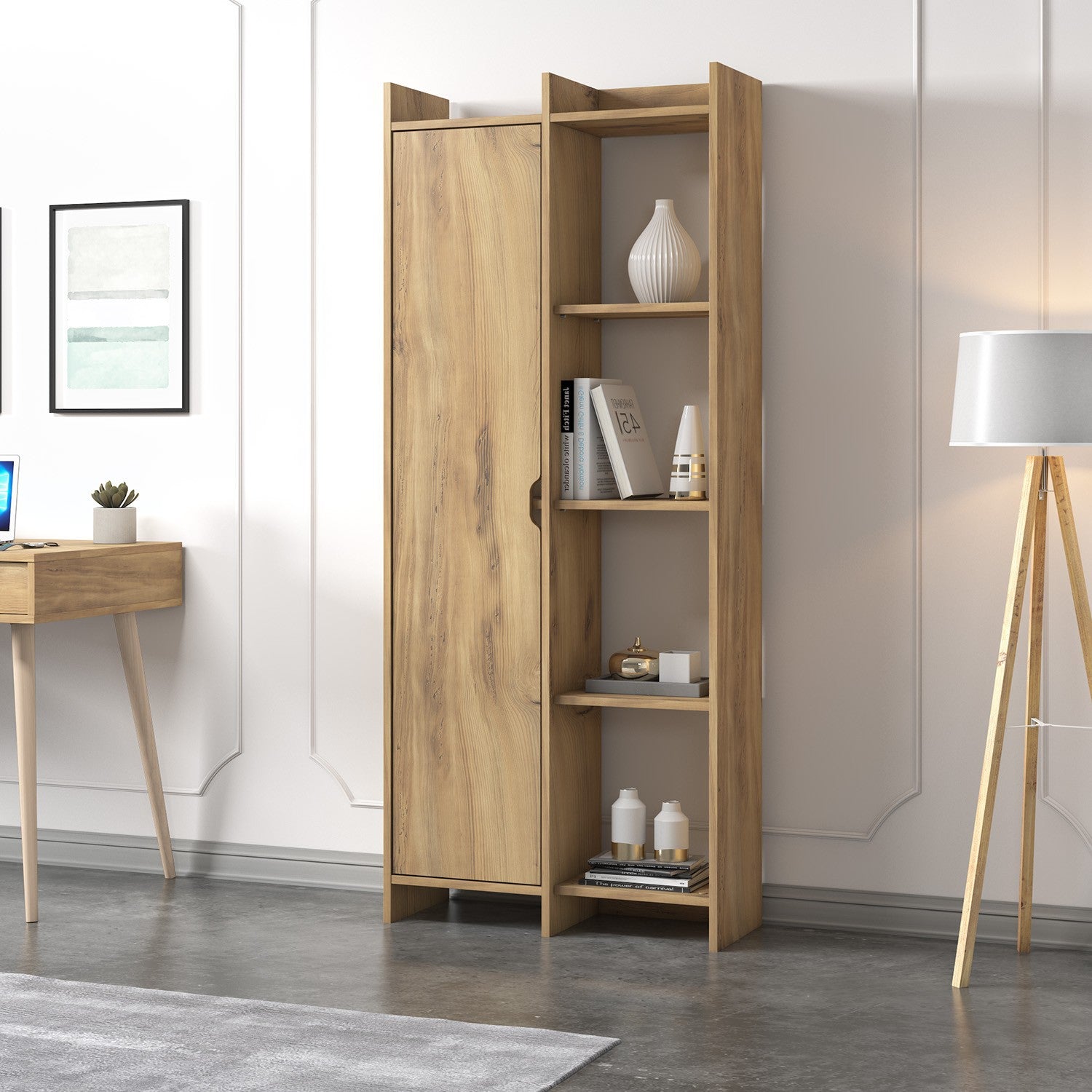 Estante de livros – 70 cm x 180 cm x 30 cm – Carvalho – Painel de partículas revestido a melamina